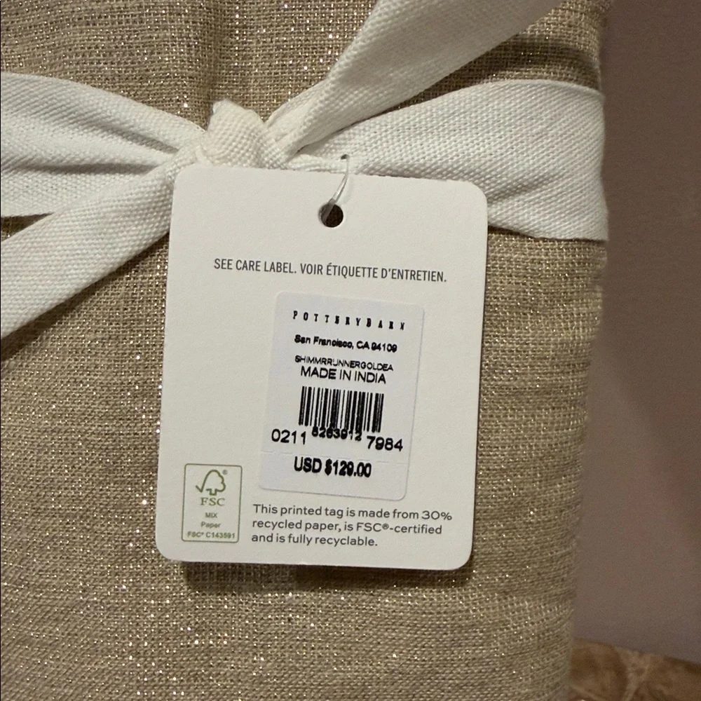 Pottery Barn Shimmer Table Runner 18” x 108”